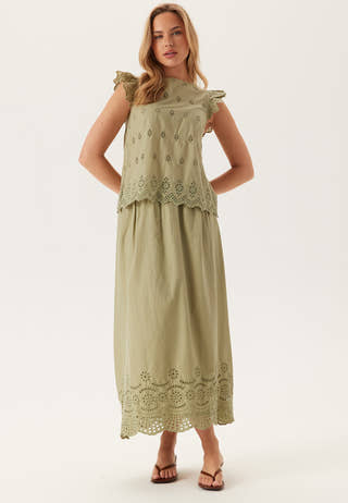 Onllou Life Emb S/S Open Back Top