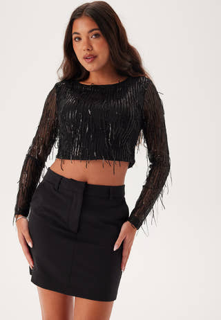 Onlspacy Ls Cropped Sequins To