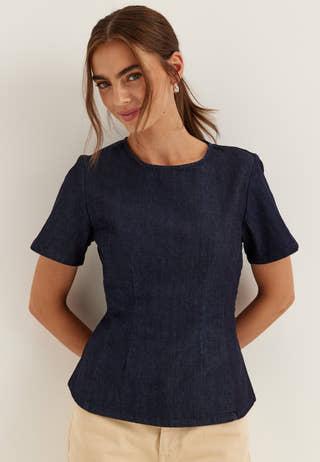 Onltammy S/S FITTED DNM SHIRT
