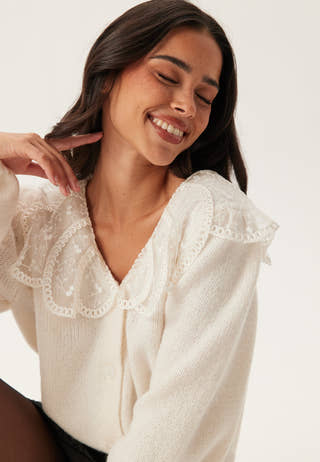 Pcabby Ls Lace Collar Knit Car