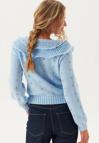 Pcdavis Ls O-neck Frill Cardigan