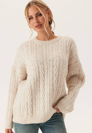 Pcjisa Ls O-neck Long Cabel Knit