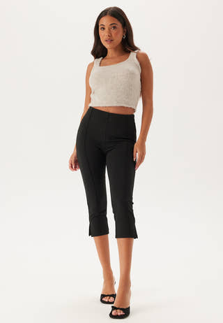 Pcruno Sl O-neck Crop Knit Top