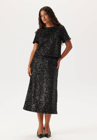 Pcserena Sequin Ss O-neck Top