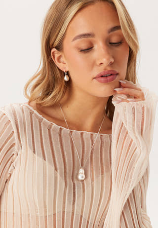 Sky Pearl Necklace Silver-plat