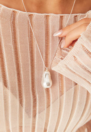 Sky Pearl Necklace Silver-plat
