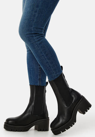 Sage Leather High Heel Boot