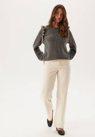 Slfalva Frills Ls Knit O-neck