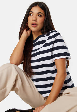 Slfessentail Striped Boxy Tee