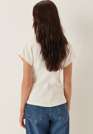 Slftenny Ss V-neck Gathered Top