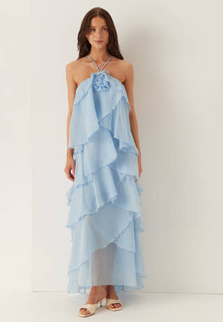 Vmdelilah Sl Halter Ruffle Dress