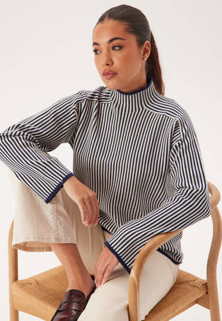 Vmgold Ls Highneck Pinstripe P