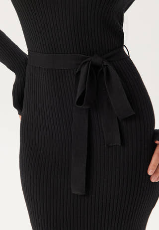 Vmsaba Rib Ls V-neck Belt Dres