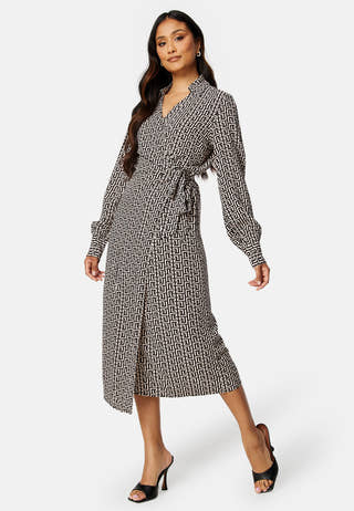 Bana L/S Wrap Midi Dress