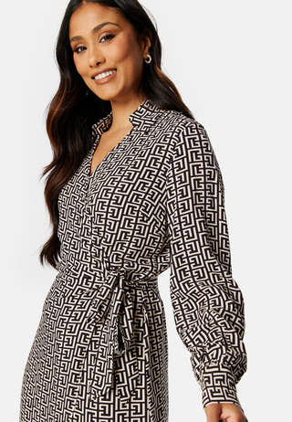 Bana L/S Wrap Midi Dress