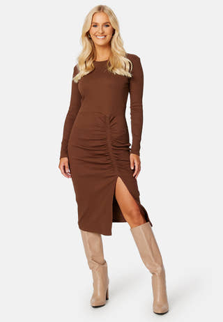 Ribena L/S Slit Midi Dress