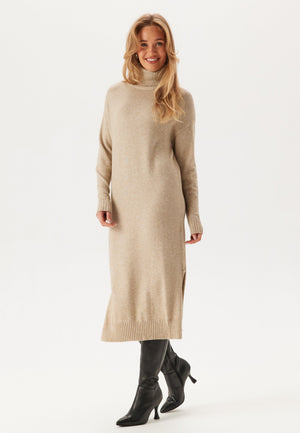 Rill Roll Neck L/S Midi Dress