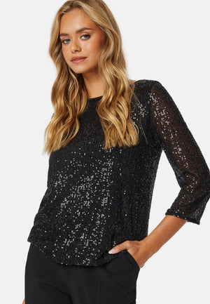 Sparkling 3/4 O-Neck Top