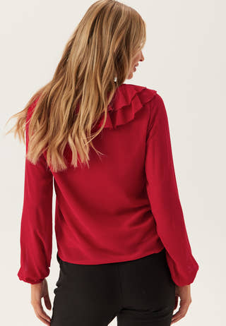 Viane L/S V-NECK FRILL TOP V-N
