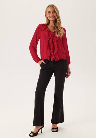 Viane L/S V-NECK FRILL TOP V-N
