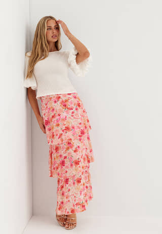 Viastra Hw Flounce Ankle Skirt