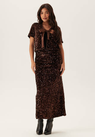 Vibelieve S/S TIE SEQUINS TOP
