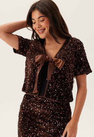 Vibelieve S/S TIE SEQUINS TOP