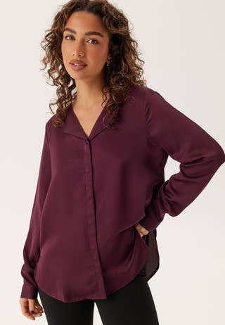 Viellette V-neck L/S Satin Shirt