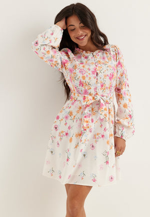 Vielma O-neck L/S SHORT DRESS
