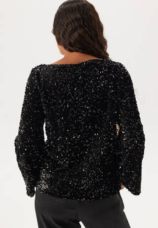 Vifaith Boat Neck L/S SEQUIN T
