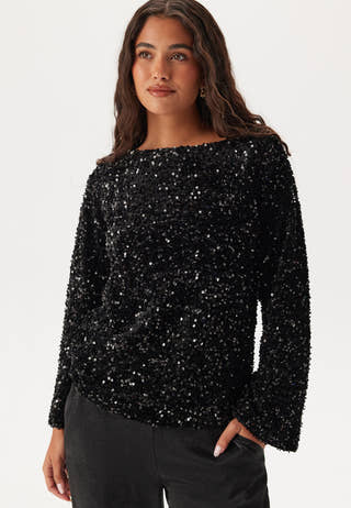 Vifaith Boat Neck L/S SEQUIN T