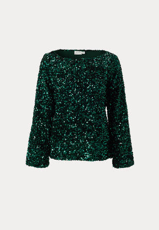 Vifaith Boat Neck L/S SEQUIN T