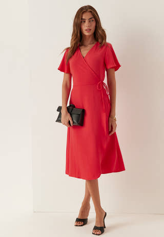 Vilovie S/S Wrap Midi Dress