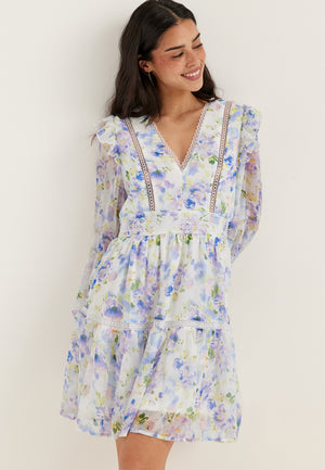 Viroman New V-neck L/S Short Dress