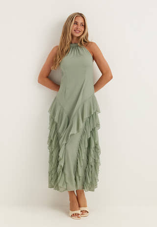 Visella Halterneck Flounch Dress
