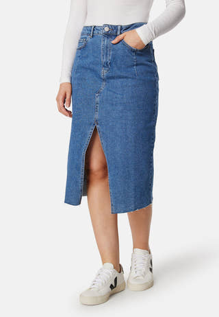 Visol RW Midi Slit Denim Skirt