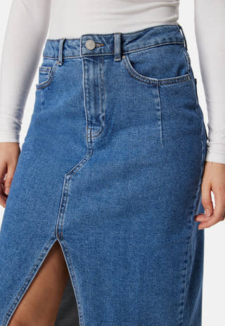 Visol RW Midi Slit Denim Skirt