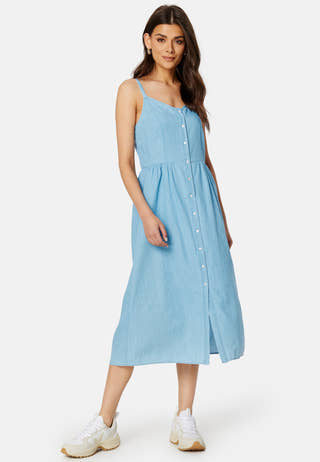 Zia Strap Midi Denim Dress
